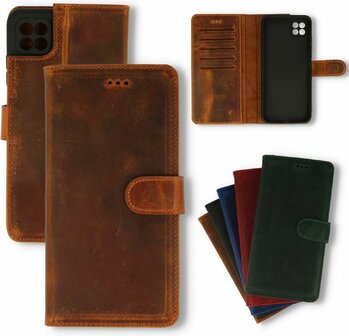 Samsung A22 5G Bruin - Lederen Book Case