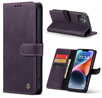 iPhone 15 Paars - Lederen Book Case
