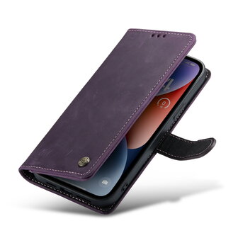 iPhone 15 Paars - Lederen Book Case