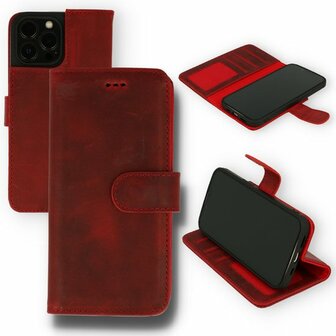 iPhone 13 Pro Rood - Lederen Book Case