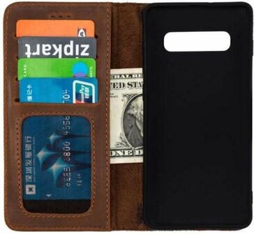 Samsung S10 Plus Bruin - Lederen Book Case