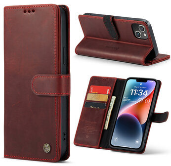 iPhone 14 Rood - Lederen Book Case