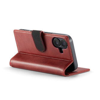 iPhone 16 - Rood - Lederen Book Case