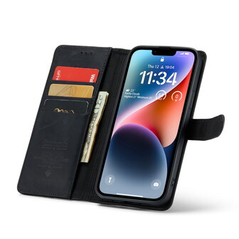 iPhone 15 Zwart - Lederen Book Case