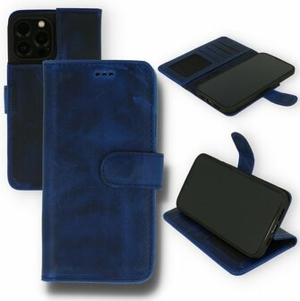 iPhone 13 Pro Max Blauw - Lederen Book Case