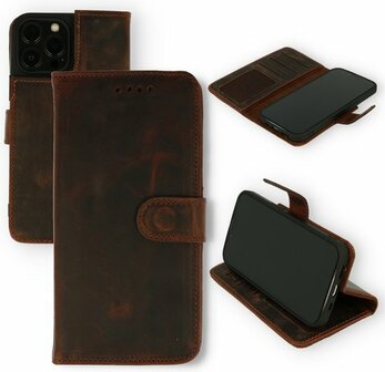 iPhone 13 Pro Donker Bruin - Lederen Book Case
