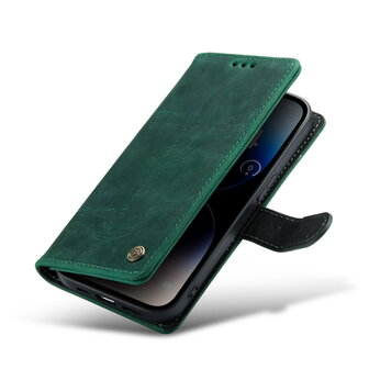 iPhone 14 Pro Groen - Lederen Book Case