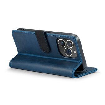 iPhone 14 Pro Blauw - Lederen Book Case