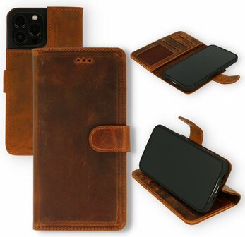 iPhone 13 Pro Max Bruin - Lederen Book Case
