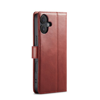 iPhone 16 Plus - Rood - Lederen Book Case