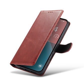 iPhone 16 Plus - Rood - Lederen Book Case