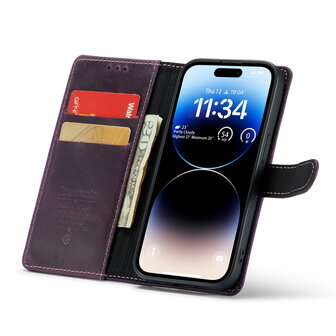 iPhone 14 Pro Paars - Lederen Book Case