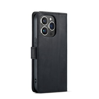 iPhone 14 Pro Zwart - Lederen Book Case