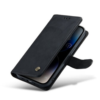 iPhone 14 Pro Zwart - Lederen Book Case
