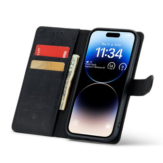 iPhone 14 Pro Zwart - Lederen Book Case
