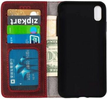 iPhone XS Max Rood - Lederen Book Case