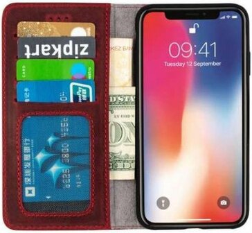 iPhone XS Max Rood - Lederen Book Case