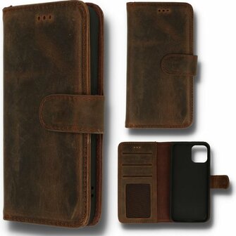 iPhone 12 Pro Max Donker Bruin  - Lederen Book Case