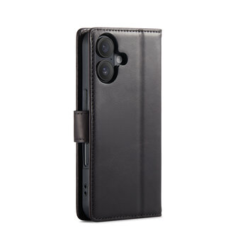 iPhone 16 - Zwart - Lederen Book Case