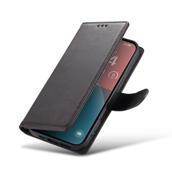 iPhone 16 - Zwart - Lederen Book Case