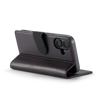 iPhone 16 - Zwart - Lederen Book Case
