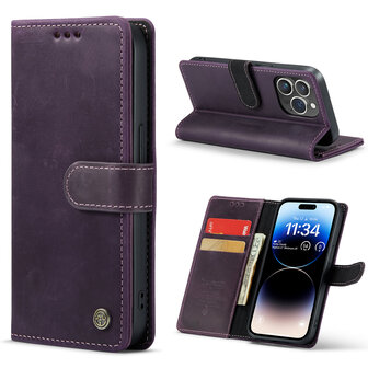 iPhone 14 Pro Max Paars - Lederen Book Case