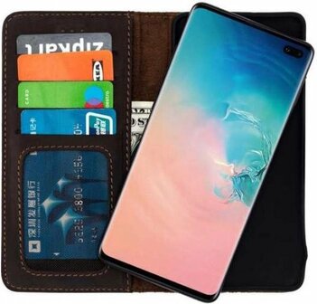 Samsung S10 Plus Donker Bruin - Lederen Book Case