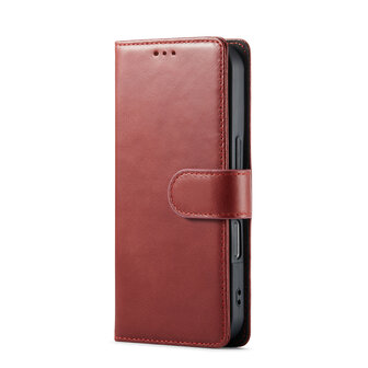 iPhone 16 Pro - Rood - Lederen Book Case