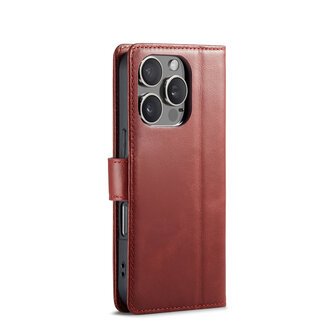 iPhone 16 Pro - Rood - Lederen Book Case