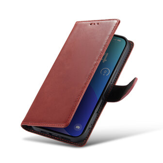 iPhone 16 Pro - Rood - Lederen Book Case