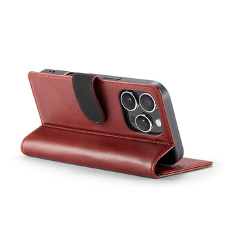 iPhone 16 Pro - Rood - Lederen Book Case