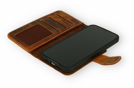 iPhone 13 Pro Bruin - Lederen Book Case