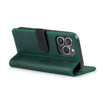 iPhone 14 Pro Max Groen - Lederen Book Case