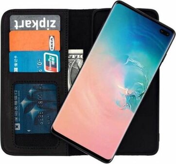 Samsung S10 Plus Zwart - Lederen Book Case