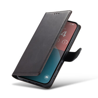 iPhone 16 Plus - Zwart - Lederen Book Case