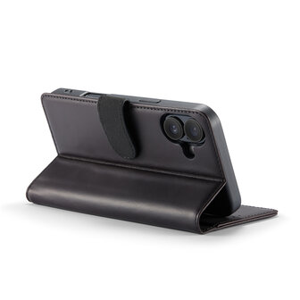 iPhone 16 Plus - Zwart - Lederen Book Case