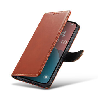 iPhone 16 Plus - Bruin - Lederen Book Case