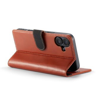 iPhone 16 Plus - Bruin - Lederen Book Case