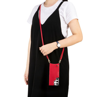 Samsung S23 Ultra Rood - Back Cover met Bandje