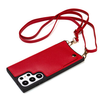 Samsung S23 Ultra Rood - Back Cover met Bandje