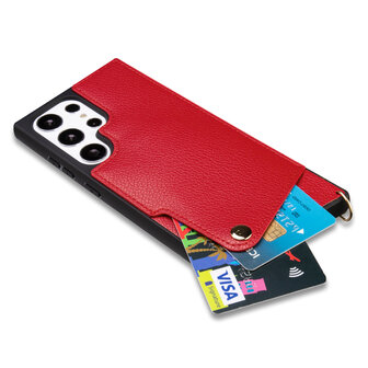 Samsung S23 Ultra Rood - Back Cover met Bandje