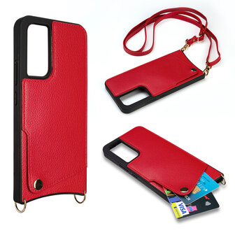 Samsung A34 Rood - Back Cover met Bandje