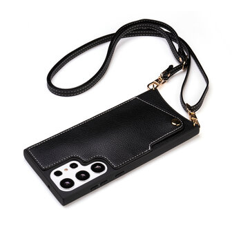 Samsung S23 Ultra Zwart - Back Cover met Bandje