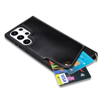 Samsung S23 Ultra Zwart - Back Cover met Bandje
