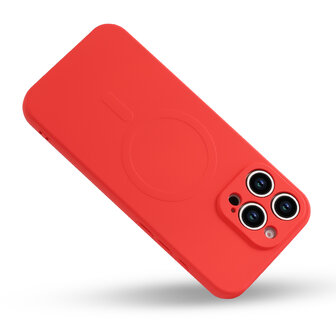 iPhone 16 Pro - Rood - Camera Siliconen MagSafe Back Cover