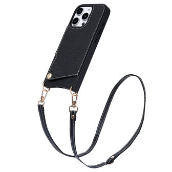 iPhone 16 Pro - Zwart - Back Cover met Bandje