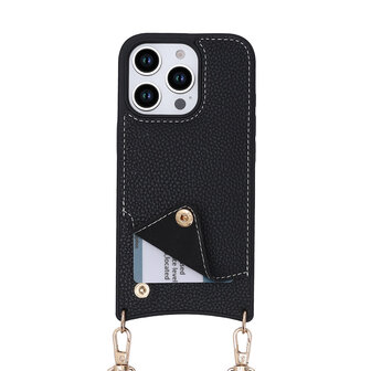 iPhone 16 Pro - Zwart - Back Cover met Bandje