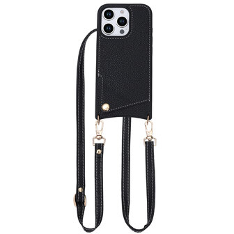 iPhone 16 Pro - Zwart - Back Cover met Bandje