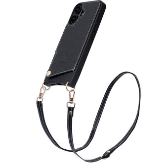iPhone 16 Plus - Zwart - Back Cover met Bandje