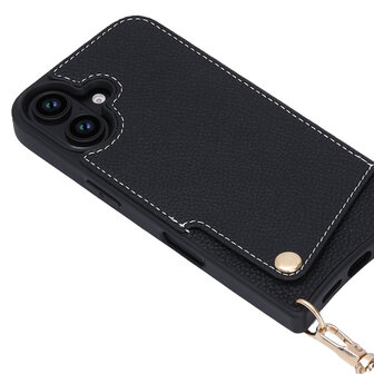 iPhone 16 Plus - Zwart - Back Cover met Bandje